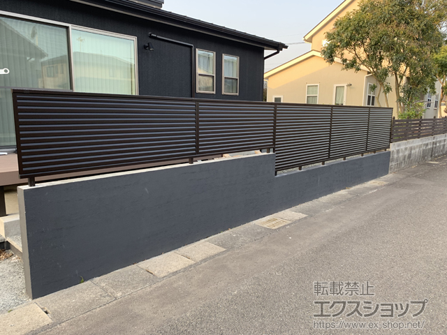 鹿児島県いちき串木野市ののフェンス・柵 ミエーネフェンス 目隠しルーバータイプ 自由柱施工 施工例
