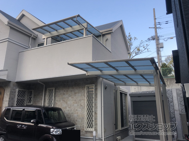 大阪府高槻市ののバルコニー・ベランダ屋根 ヴェクターテラス F型 1500 屋根タイプ 単体 積雪〜50cm対応 施工例