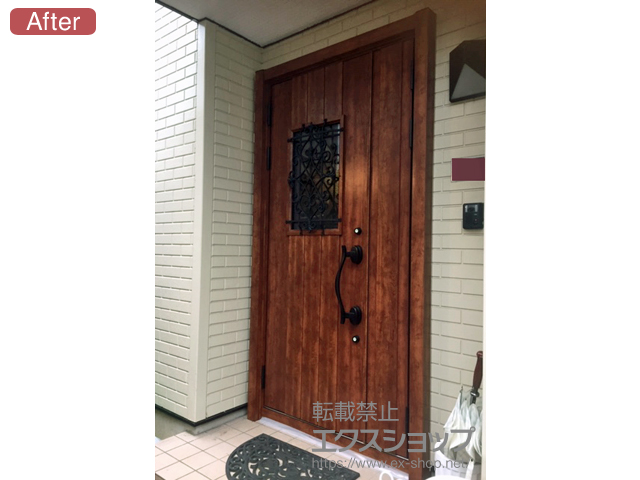 茨城県笠間市のLIXIL リクシル（トステム）の玄関ドア リシェント玄関ドア3 高断熱仕様 手動 親子仕様(ランマ無)L 41N型 施工例