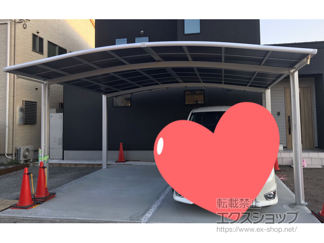 静岡県富士市ののカーポート ネスカR (ラウンドスタイル) ワイド 積雪〜20cm対応 施工例