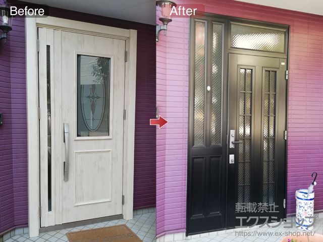 東京都福生市のLIXIL リクシル（トステム）の玄関ドア リシェント玄関ドア3 断熱K4仕様 親子仕様(ランマ無)R C15型 ※カザスプラス仕様 施工例