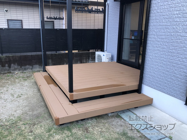 愛知県みよし市ののウッドデッキ リウッドデッキ 200＋リウッドデッキ200 段床セット 施工例