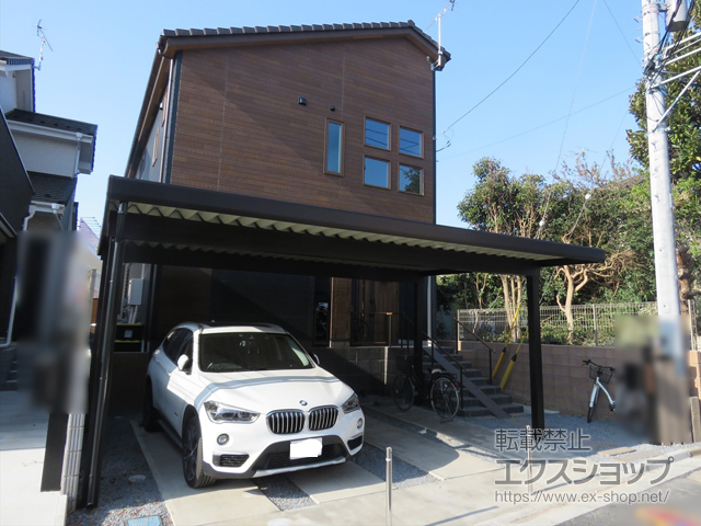 茨城県守谷市ののカーポート レオンポートneo 2台用 角柱4本仕様 積雪〜50cm対応 施工例