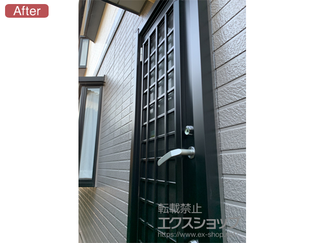 東京都町田市のLIXIL リクシル（トステム）の玄関ドア リシェント勝手口ドア PG仕様 ランマ無(L) A型 施工例