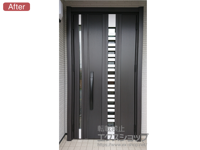 埼玉県北本市のLIXIL リクシル（トステム）の玄関ドア リシェント玄関ドア3 断熱K4仕様 親子仕様(ランマ無)R G82型 ※タッチキー(キー付リモコン)仕様 施工例