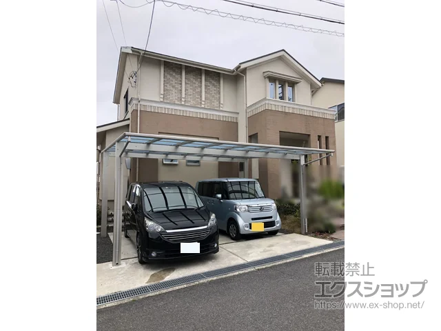 三重県名張市のYKKAPのカーポート エフルージュ ツイン 積雪〜20cm対応 施工例