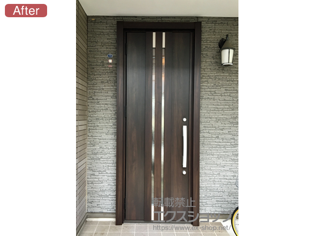 神奈川県横浜市のLIXIL リクシル（トステム）の玄関ドア リシェント玄関ドア3 断熱K4仕様 手動 片開き仕様(ランマ無)L M27型 施工例