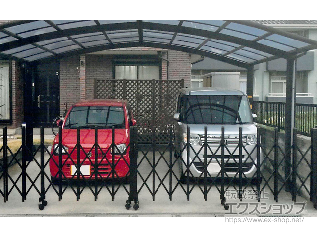 栃木県小山市ののカーゲート トリップゲート RB型 ノンレール 両開き 60W(30S+30M) 施工例