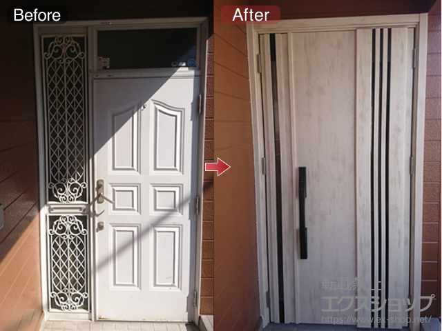 愛知県刈谷市のLIXIL リクシル（トステム）の玄関ドア リシェント玄関ドア3 断熱K4仕様 親子仕様(ランマ無)R M83型 施工例