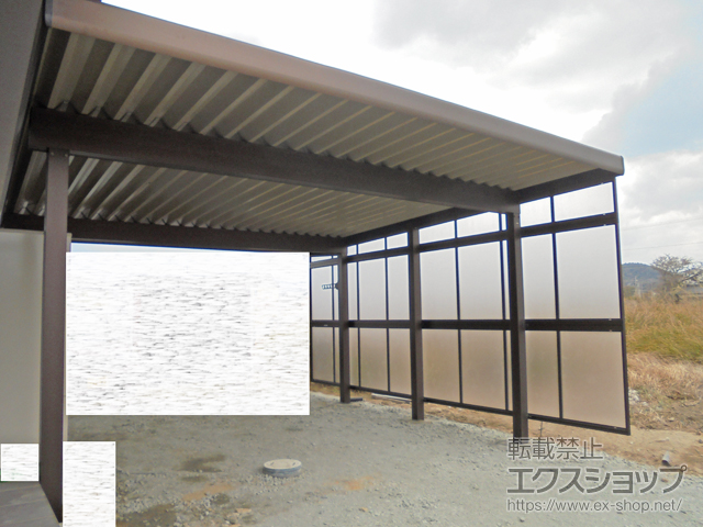 山口県下関市ののカーポート レオンポートneo 2台用 角柱4本柱 積雪〜50cm対応 施工例