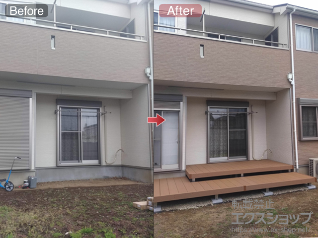 埼玉県熊谷市ののウッドデッキ リウッドデッキ 200＋リウッドデッキ 200 ※段床用 施工例