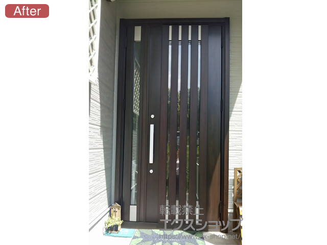 奈良県北葛城郡河合町のLIXIL リクシル（トステム）の玄関ドア リシェント玄関ドア3 断熱K4仕様 手動 親子仕様(ランマ無)R M27型 施工例