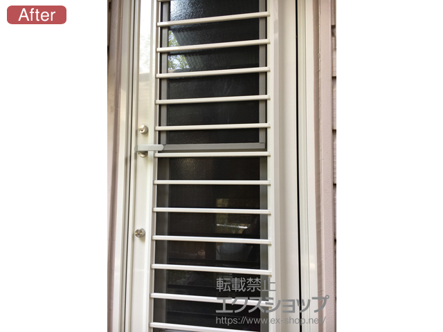 福岡県田川市のLIXIL リクシル（トステム）の玄関ドア リシェント勝手口ドア アルミPG仕様 ランマ無R B型 施工例