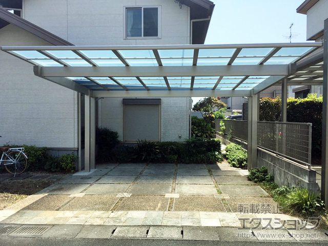 熊本県合志市ののカーポート エフルージュツインEX 後方支持タイプ 積雪〜20cm対応 施工例