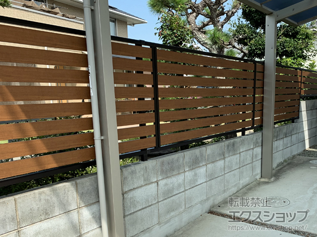 ののフェンス・柵 モクアルフェンス 横板タイプ 自由柱施工 施工例