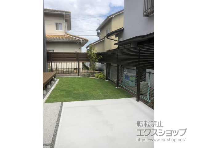 熊本県熊本市ののフェンス・柵 ミエーネフェンス 目隠しルーバータイプ 2段支柱 自立建て用（パネル2段） 施工例