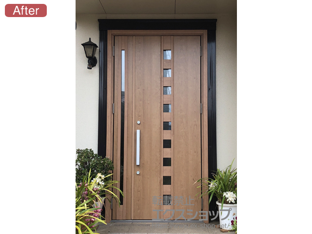 千葉県市原市のLIXIL リクシル（トステム）の玄関ドア リシェント玄関ドア3 断熱K4仕様 手動 親子仕様(ランマ無)R M28型 施工例