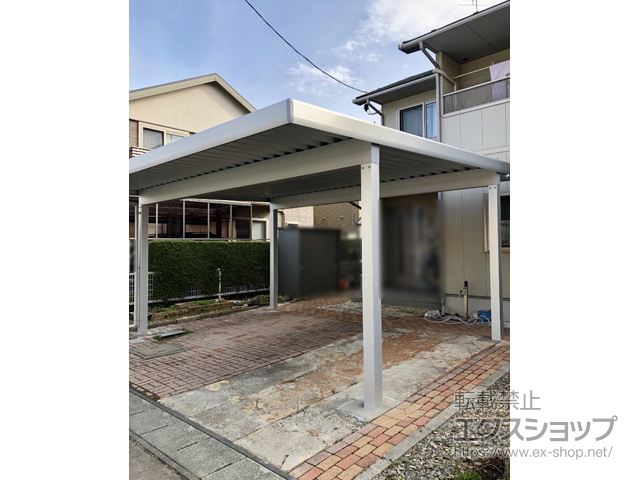 岩手県盛岡市ののカーポート ジーポートneo Aタイプ 2台用 角柱4本柱 積雪〜100cm対応 施工例