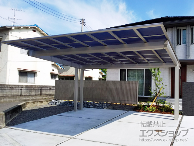 広島県福山市ののカーポート エフルージュツインEX 後方支持タイプ 積雪〜20cm対応 施工例