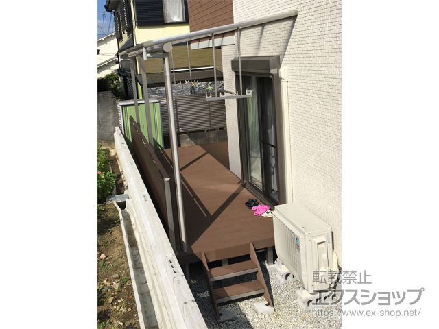 大阪府河内長野市ののウッドデッキ、バルコニー・ベランダ屋根、テラス屋根、カーポート ヴェクターテラス F型 テラスタイプ 連棟 積雪〜20cm対応 施工例