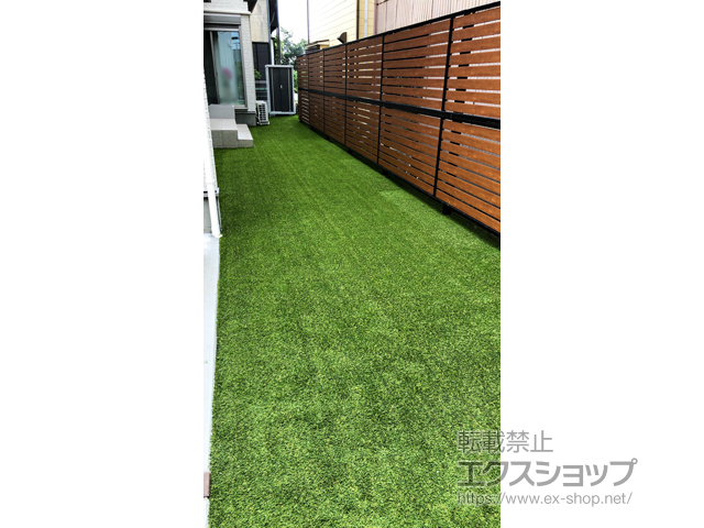 埼玉県越谷市ののフェンス・柵 モクアルフェンス 横板タイプ 2段支柱 自立建て用（パネル2段） 施工例