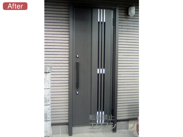 東京都狛江市のLIXIL リクシル（トステム）の玄関ドア リシェント玄関ドア3 断熱K4仕様 手動 片開き仕様(ランマ無)R M83型 施工例