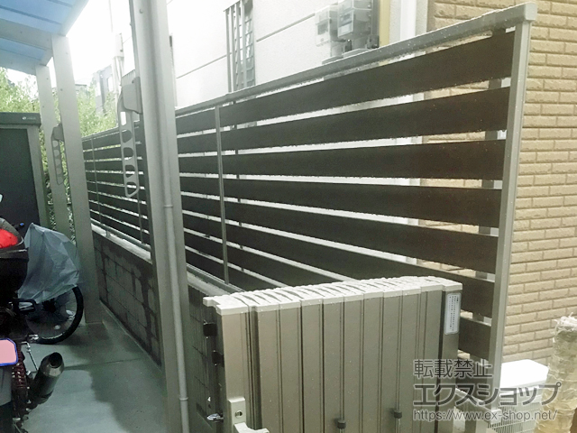 大阪府守口市ののフェンス・柵 ルシアスフェンスF04型 横板 木目カラー 自由柱施工 施工例