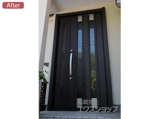 宮城県仙台市のLIXIL リクシル(トステム)の玄関ドア リシェント玄関ドア3 アルミ仕様 手動 親子様(ランマ無)R C14N型 施工例