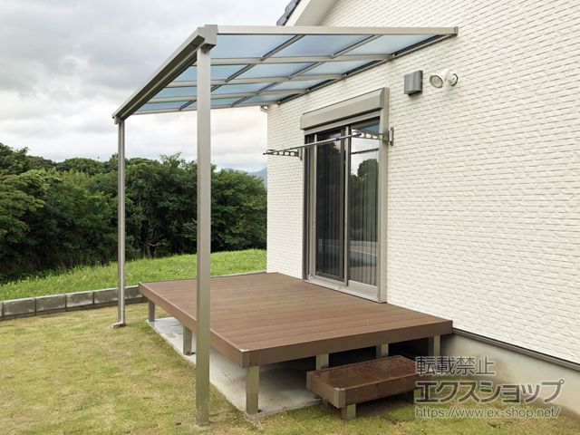 福岡県田川郡糸田町ののテラス屋根、ウッドデッキ ソラリア F型 テラスタイプ 単体 積雪〜20cm対応 施工例