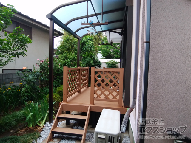 東京都小金井市ののテラス屋根 ヴェクターテラス R型 テラスタイプ 単体 積雪〜20cm対応＋ヴェクターテラス 用吊り下げ式 固定物干し 標準2本入り×1セット 施工例