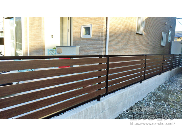 滋賀県長浜市ののフェンス・柵 モクアルフェンス 横板タイプ 自由柱施工 施工例