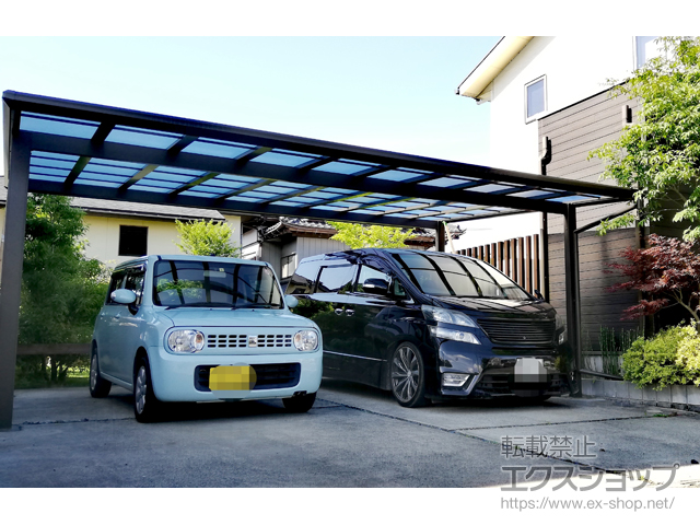 茨城県ひたちなか市ののカーポート フーゴFプラス (フラットスタイル) ワイド 積雪〜20cm対応 施工例