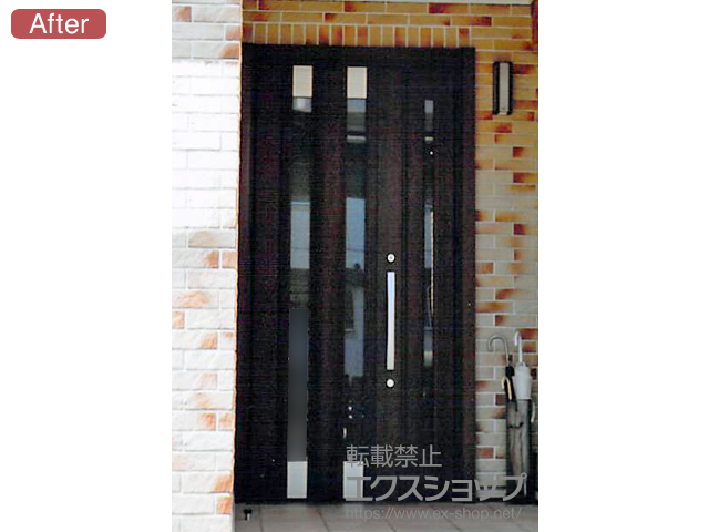 愛知県名古屋市のLIXIL リクシル（トステム）の玄関ドア リシェント玄関ドア3 アルミ仕様 手動 親子仕様(ランマ無)L C14N型 施工例