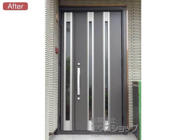 埼玉県比企郡吉見町のLIXIL リクシル(トステム)の玄関ドア リシェント玄関ドア3 断熱K4仕様 手動 親子仕様(ランマ無)R M24型 施工例