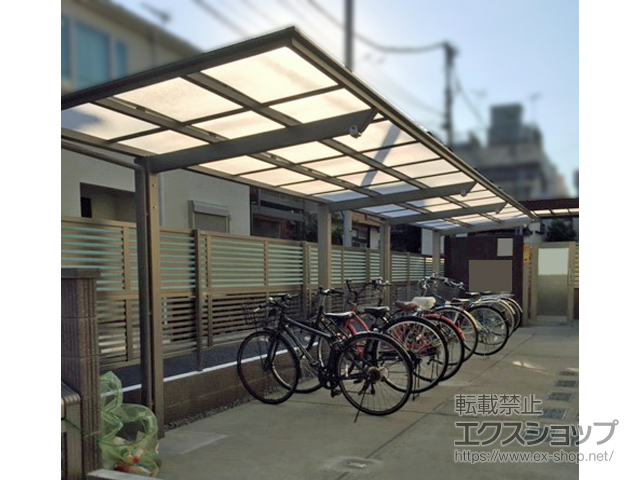 東京都江戸川区ののサイクルポート・駐輪場 フーゴFミニ (フラットスタイル) 縦連棟 積雪〜20cm対応 施工例