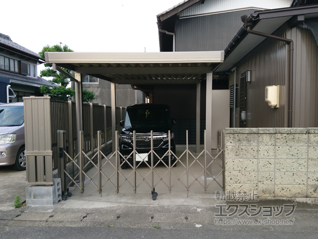 岐阜県羽島郡笠松町のLIXIL リクシル（トステム）のカーポート テリオスポートIII 900 角柱4本柱 積雪〜30cm対応 施工例