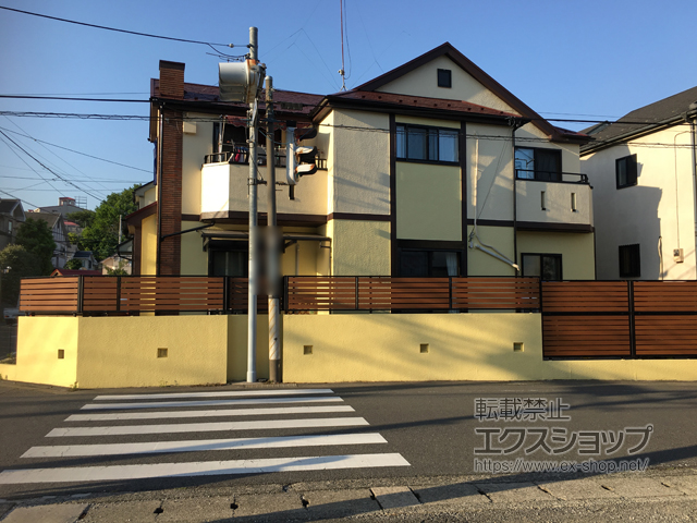 神奈川県川崎市ののフェンス・柵 モクアルフェンス 横板タイプ 自由柱施工 施工例