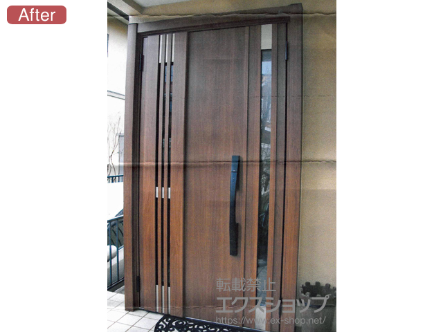 福岡県北九州市のLIXIL リクシル（トステム）の玄関ドア ェント玄関ドア3 断熱K4仕様 親子仕様(ランマ無)L M83型 ※タッチキー仕様(リモコンタイプ) 施工例