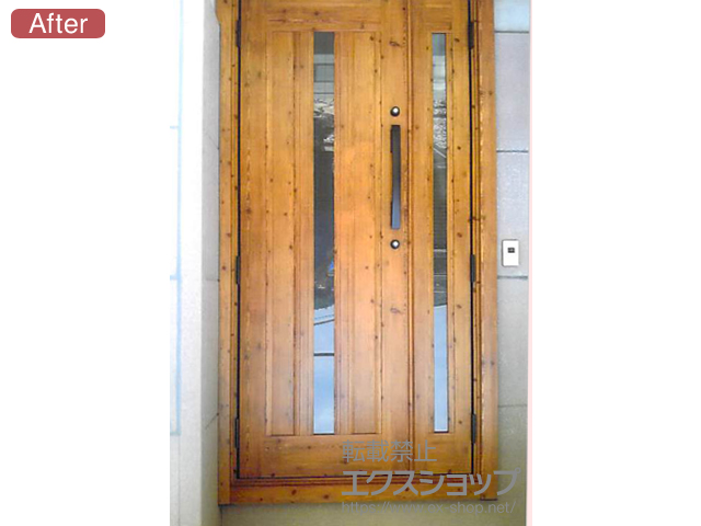 福島県石川郡浅川町のLIXIL リクシル（トステム）の玄関ドア リシェント玄関ドア3 アルミ仕様 手動 親子仕様(ランマ無)R C12N型 施工例