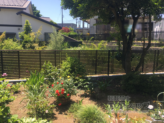 富山県富山市ののフェンス・柵 シンプレオフェンス3型 横太格子 自由柱施工 施工例