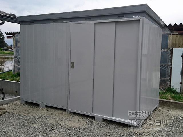 長野県安曇野市のの物置・屋外倉庫 断熱物置 ネクスタプラス 扉タイプ 一般型 3580×1790×2375 NXP-64HT-MG 施工例