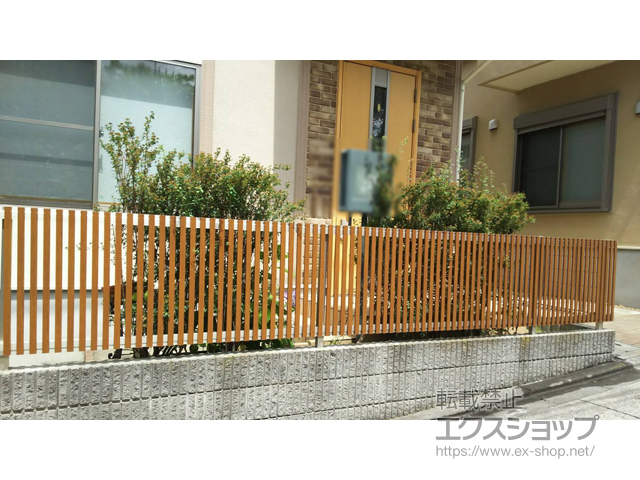 神奈川県川崎市ののフェンス・柵 ルシアスフェンスH08型 縦板+細縦格子 複合カラー 自由柱施工 施工例