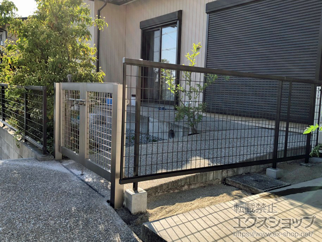 愛知県日進市のの門扉 【特注】アルメッシュ門扉 両開き 柱使用 施工例