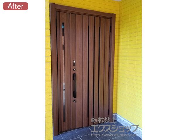 福島県いわき市のLIXIL リクシル（トステム）の玄関ドア リシェント玄関ドア3 断熱K4仕様 親子仕様(ランマ無)R G14型 ※カザスプラス仕様 施工例