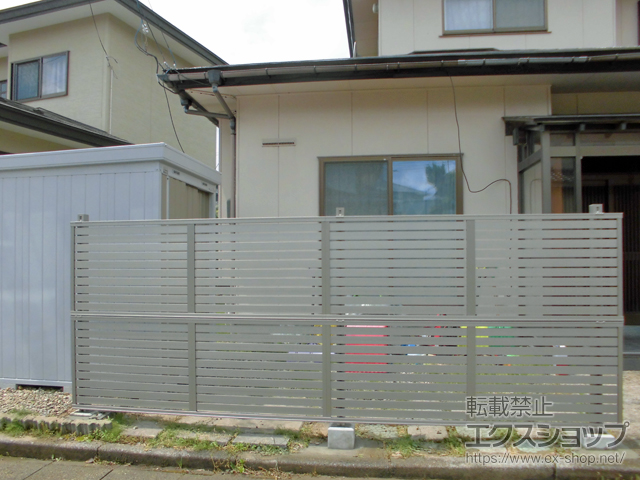 秋田県秋田市ののフェンス・柵 プレスタフェンス7Y型 アルミ多段柱施工 施工例