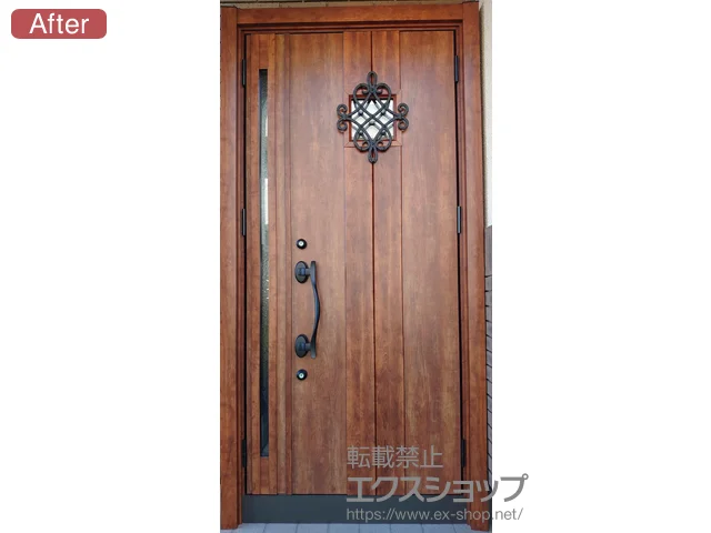神奈川県横浜市のLIXIL リクシル（トステム）の玄関ドア リシェント玄関ドア3 断熱K4仕様 手動 親子仕様(ランマ無)R D77型 施工例