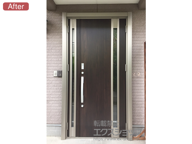 群馬県前橋市のLIXIL リクシル（トステム）の玄関ドア リシェント玄関ドア3 断熱K4仕様 親子仕様(ランマ無)R M78型 ※カザスプラス仕様 施工例