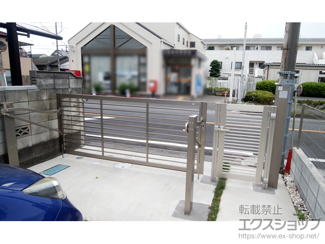 埼玉県久喜市ののカーゲート スウィングアップゲート1型 横格子 手動式 施工例