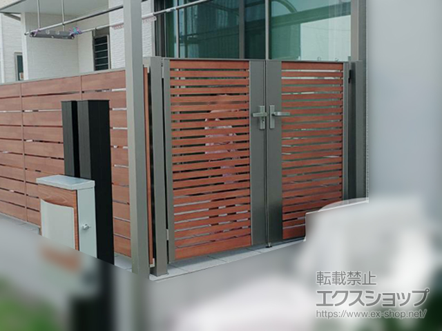 鹿児島県鹿児島市のの門扉 ジオーナ門扉 B3型 両開き マテリアルカラー 柱使用 施工例