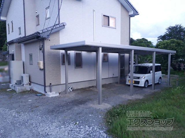 岩手県遠野市のYKKAPのカーポート レオンポートneo 縦連棟 角柱8本柱 積雪～50cm対応 施工例